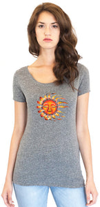 Ladies Sleeping Sun Recycled Triblend Yoga Tee - Yoga Clothing for You