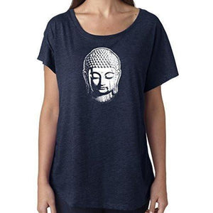 Ladies Dolman Yoga Tee Shirt - Little Buddha Head - Yoga Clothing for You