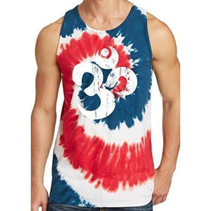 Mens White Distressed Om Tie Dye Tank Top - Yoga Clothing for You - 9