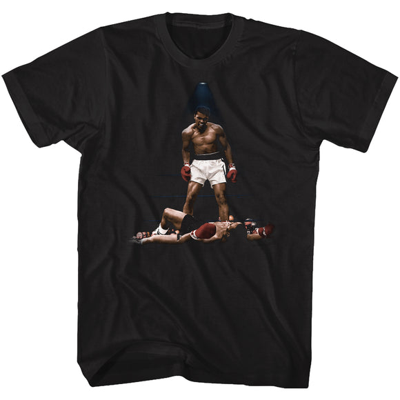 Muhammad Ali T-Shirt Standing Over Liston Color Black Tee - Yoga Clothing for You