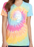 Womens Little Buddha Tie Dye V-neck Tee Shirt - Yoga Clothing for You
