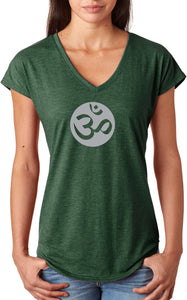 Yoga Clothing For You Ladies Big OM Triblend V-neck Tee Shirt - Yoga Clothing for You