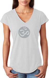 Yoga Clothing For You Ladies Big OM Triblend V-neck Tee Shirt - Yoga Clothing for You