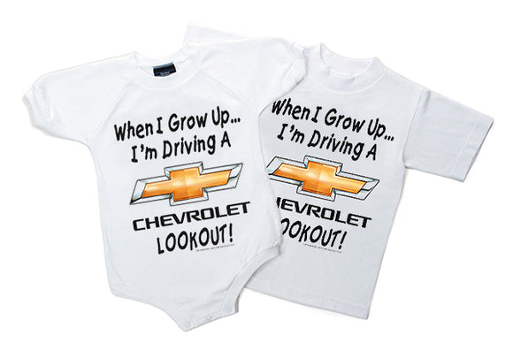 Grow up Chevy Chevrolet Kids Tee Shirt - White - Yoga Clothing for You