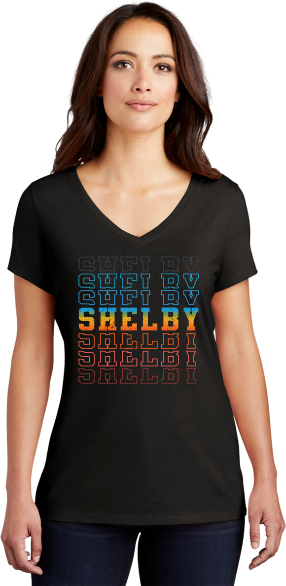 Shelby Repeat Womens Tri Blend V-neck T-Shirt