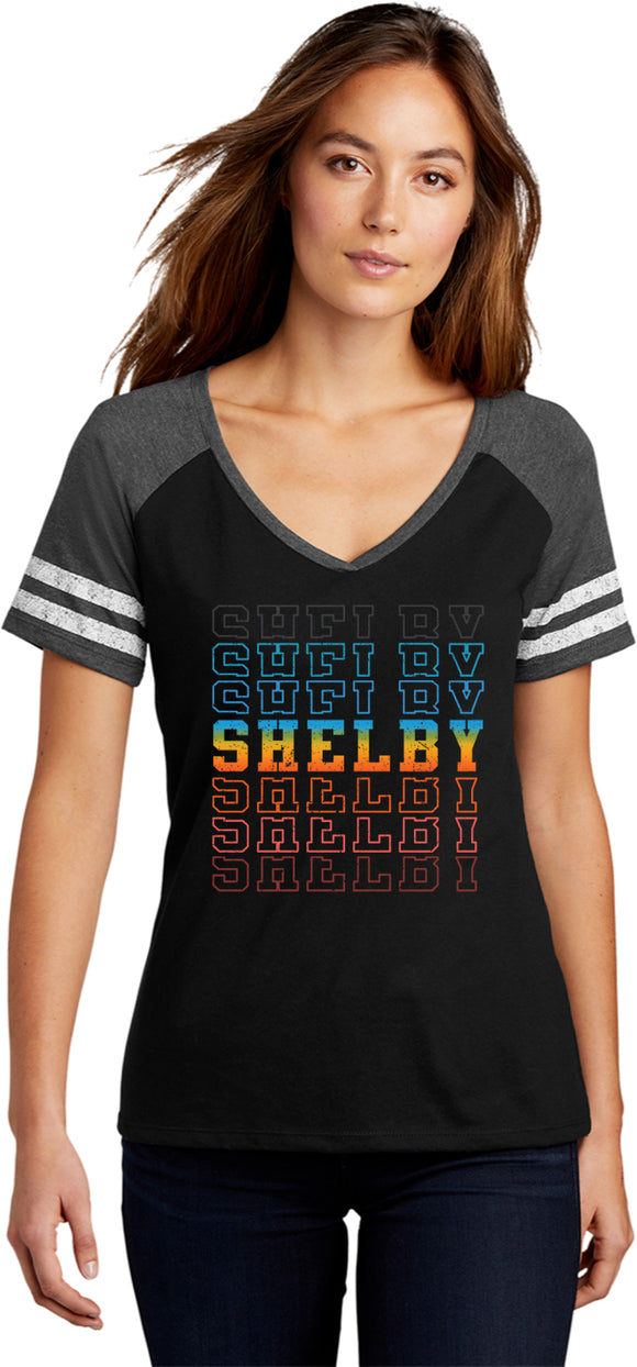 Shelby Repeat Womens Game V-neck T-shirt