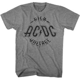 AC/DC High Voltage Distressed Logo Grey T-shirt