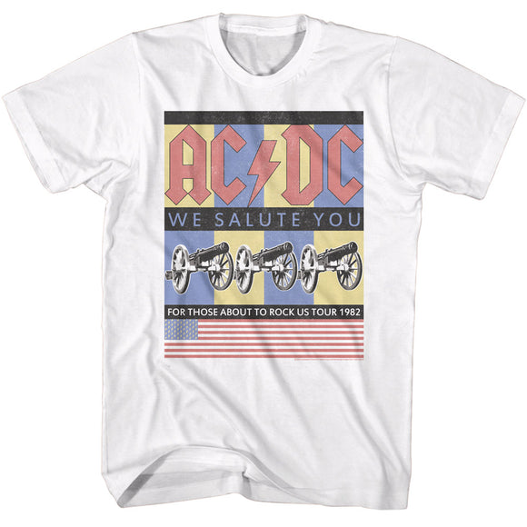 AC/DC US Flag We Salute You White T-shirt