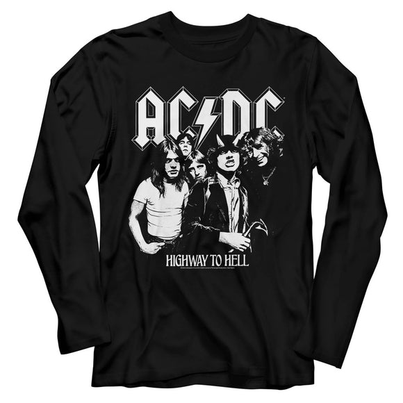 AC/DC Long Sleeve T-Shirt Black and White Highway Photo Black Tee