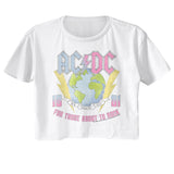 AC/DC Earth For Those About to Rock Ladies White Crop Shirt