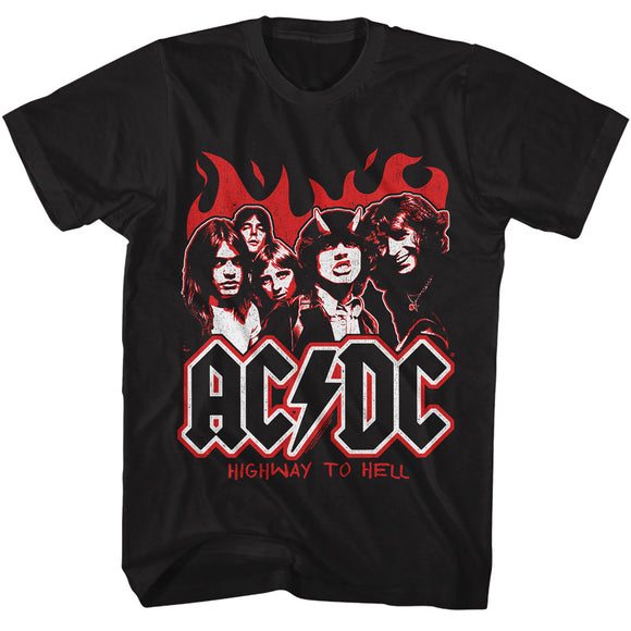 AC/DC Highway to Hell Flames Black Tall T-shirt