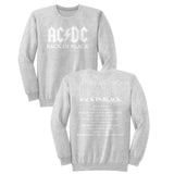 AC/DC Back in Black Album Songs Grey Sweatshirt Front and Back