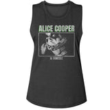 Alice Cooper In Concert Ladies Sleeveless Muscle Charcoal Tank Top