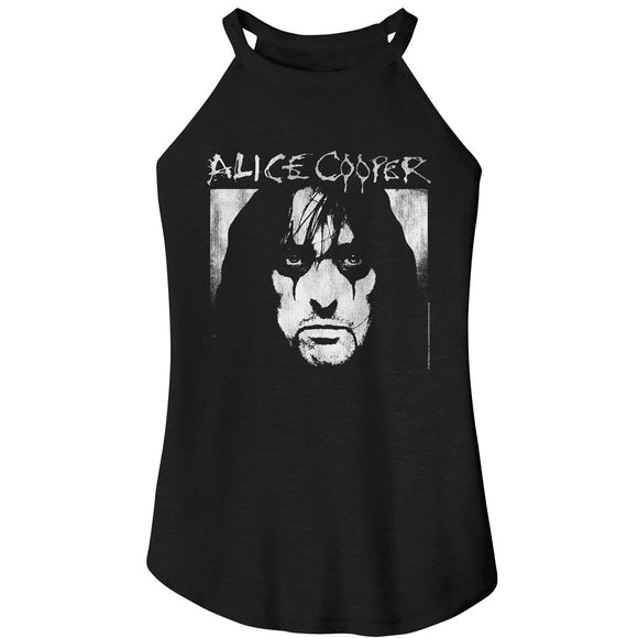 Alice Cooper Face Logo Ladies Black Rocker Tank Top