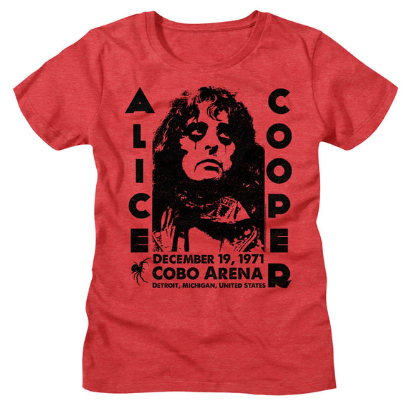 Alice Cooper Ladies T-Shirt Cobo Arena 1971 Tee