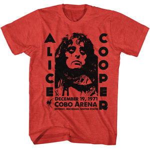 Alice Cooper Cobo Arena 1971 Red Heather T-shirt