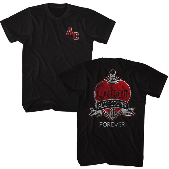 Alice Cooper Schools Out Forever Black Tall T-shirt Front and Back