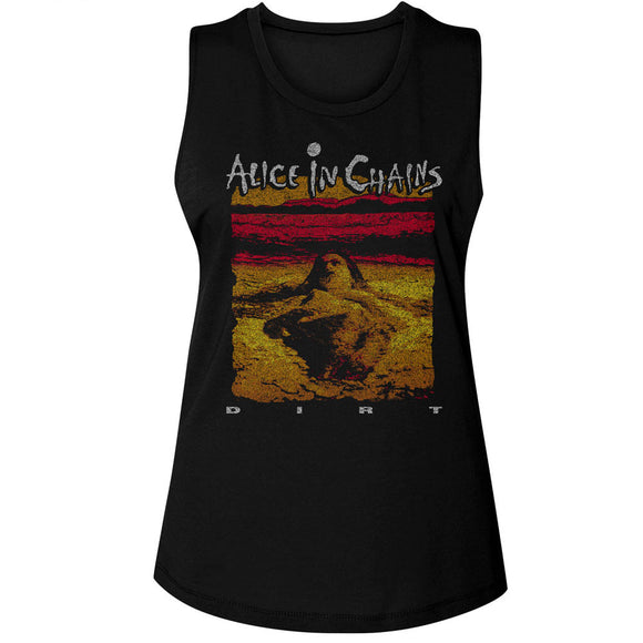 Alice in Chains Vintage Dirt Album Ladies Sleeveless Muscle Black Tank Top