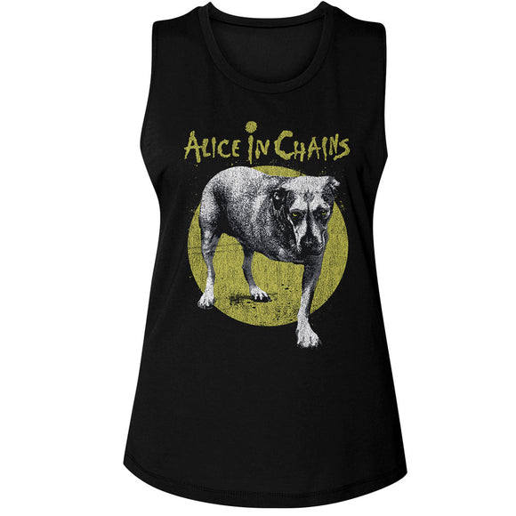 Alice in Chains Vintage Tripod Dog Ladies Sleeveless Muscle Black Tank Top