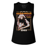Janis Joplin New York 1969 Ladies Sleeveless Muscle Black Tank Top
