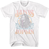 Janis Joplin Vintage Singing Photo White T-shirt