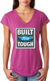 Ladies Built Ford Tough Triblend V-Neck Shirt - Yoga Clothing for You