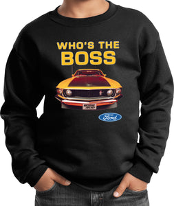 Kids Ford Mustang Sweatshirt Whos the Boss - Yoga Clothing for You