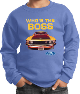 Kids Ford Mustang Sweatshirt Whos the Boss - Yoga Clothing for You