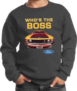 Kids Ford Mustang Sweatshirt Whos the Boss - Yoga Clothing for You