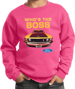 Kids Ford Mustang Sweatshirt Whos the Boss - Yoga Clothing for You