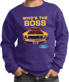 Kids Ford Mustang Sweatshirt Whos the Boss - Yoga Clothing for You