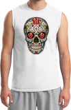 Halloween T-shirt Sugar Skull with Roses Muscle Tee - Yoga Clothing for You