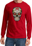 Halloween T-shirt Sugar Skull with Roses Long Sleeve - Yoga Clothing for You