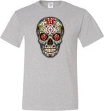 Halloween T-shirt Sugar Skull with Roses Tall Tee - Yoga Clothing for You