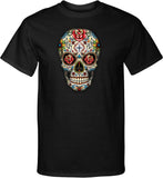 Halloween T-shirt Sugar Skull with Roses Tall Tee - Yoga Clothing for You