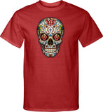 Halloween T-shirt Sugar Skull with Roses Tall Tee - Yoga Clothing for You