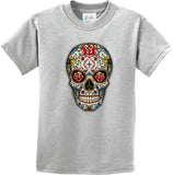 Kids Halloween T-shirt Sugar Skull with Roses Youth Tee - Yoga Clothing for You