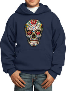 Kids Halloween Hoodie Sugar Skull with Roses - Yoga Clothing for You