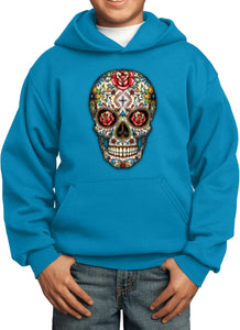 Kids Halloween Hoodie Sugar Skull with Roses - Yoga Clothing for You