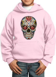 Kids Halloween Hoodie Sugar Skull with Roses - Yoga Clothing for You