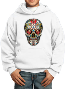 Kids Halloween Hoodie Sugar Skull with Roses - Yoga Clothing for You