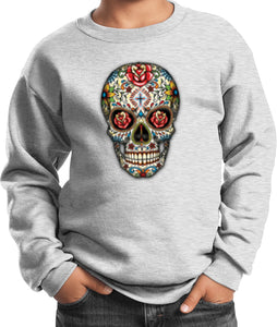 Kids Halloween Sweatshirt Sugar Skull with Roses - Yoga Clothing for You