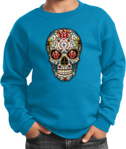 Kids Halloween Sweatshirt Sugar Skull with Roses - Yoga Clothing for You