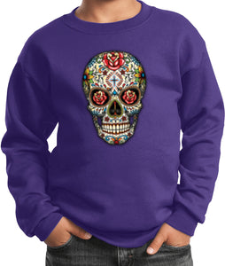 Kids Halloween Sweatshirt Sugar Skull with Roses - Yoga Clothing for You