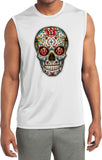 Halloween T-shirt Sugar Skull with Roses Sleeveless Competitor Tee - Yoga Clothing for You