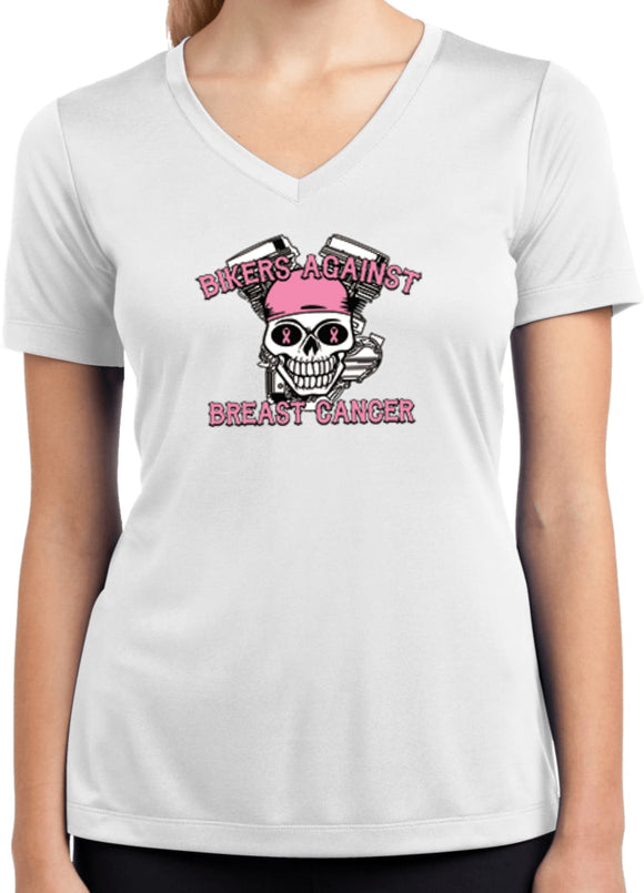 Ladies Bikers Against Breast Cancer Ladies Dry Wicking V-Neck - Yoga Clothing for You