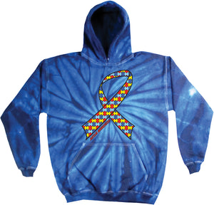 Autism Ribbon Tie Dye Hoodie - Yoga Clothing for You