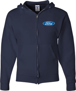 Ford Oval Full Zip Hoodie Pocket Print - Yoga Clothing for You