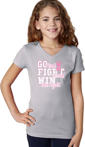 Girls Breast Cancer T-shirt Go Fight Win V-Neck - Yoga Clothing for You