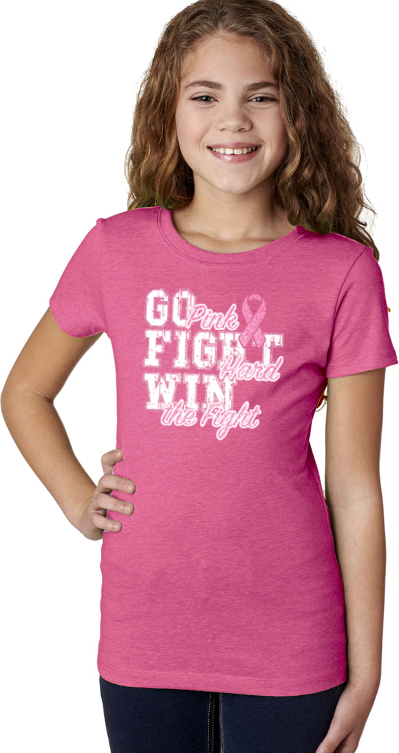 Girls Breast Cancer T-shirt Go Fight Win - Yoga Clothing for You